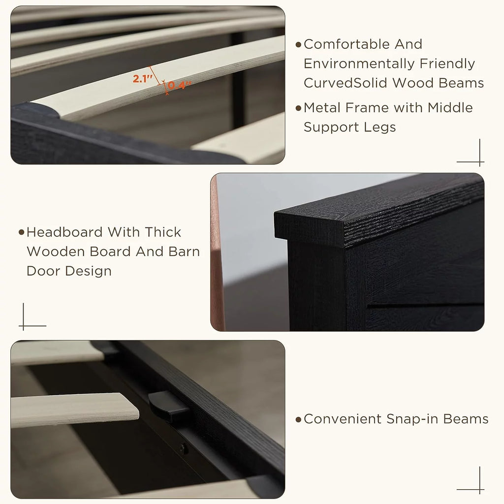 King Bed Frame with Headboard and Storage Cabinets, White P997748