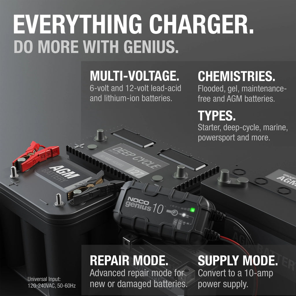 6V/12V 10A Smart Battery Charger and Maintainer N556499