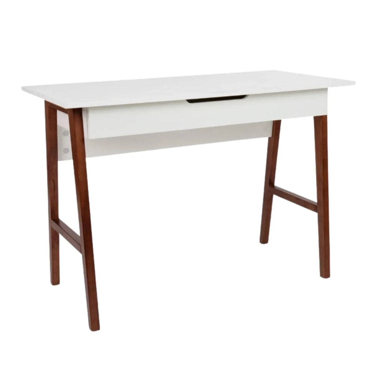 White and Walnut Computer Desk With Drawer L128754