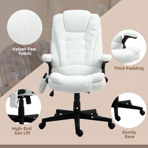 White Velvet High Back Reclining Office Chair with Remote X485327