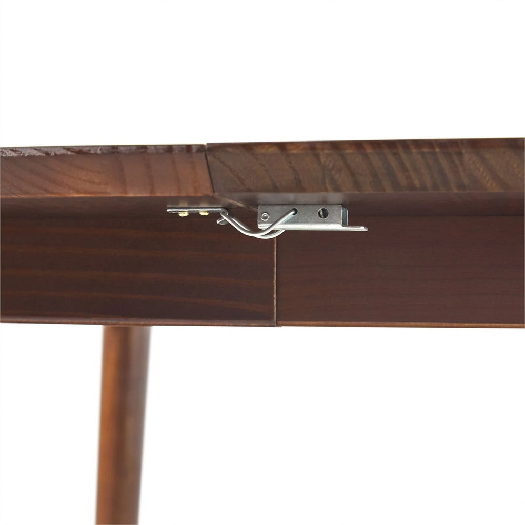 Oval Solid Wood Dining Table with Removable Leaf in Walnut E6119