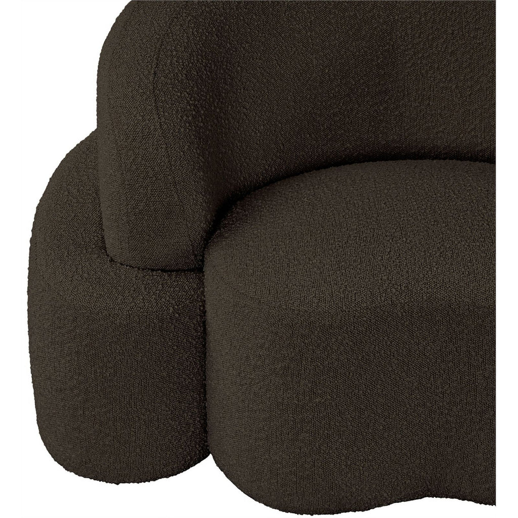 Brown Boucle Fabric Loveseat D669