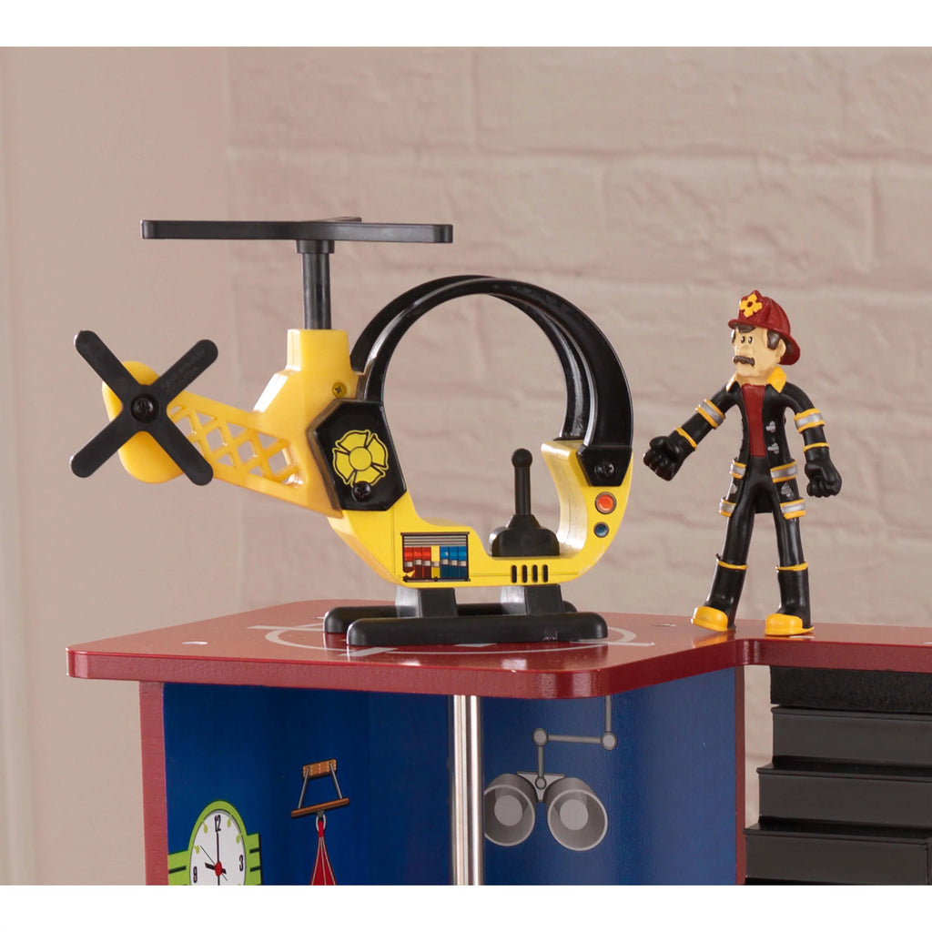 Wood Rescue Play Set with Ambulance, Fire Truck, Helicopter & 27 Pieces V873