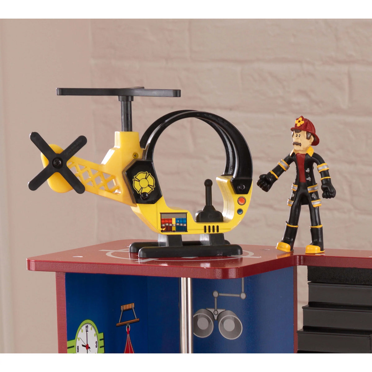 Wood Rescue Play Set with Ambulance, Fire Truck, Helicopter & 27 Pieces V873