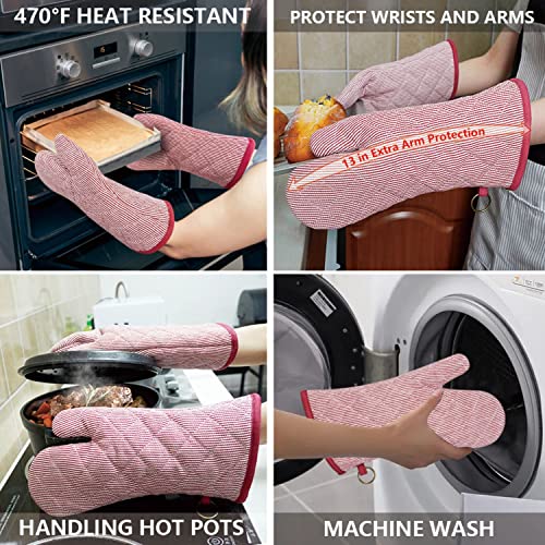 1 Pair 100% Cotton Heat Resistant Oven Mitts F560