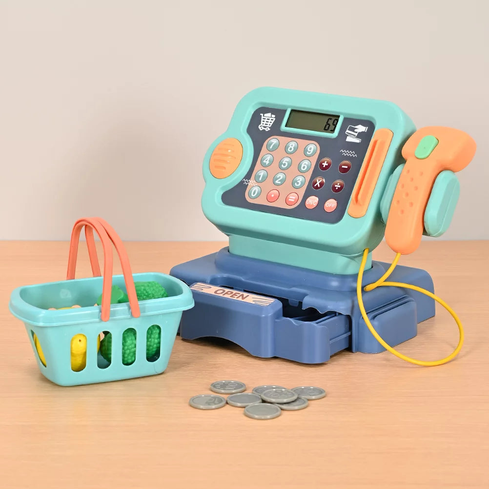 Pretend Play Calculator Cash Register with Scanner, Microphone, Play Food G76591