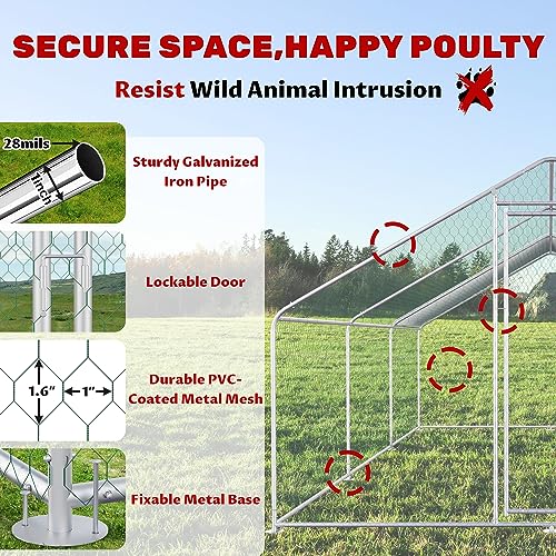 Large Metal Chicken Coop with Waterproof Cover Q7611