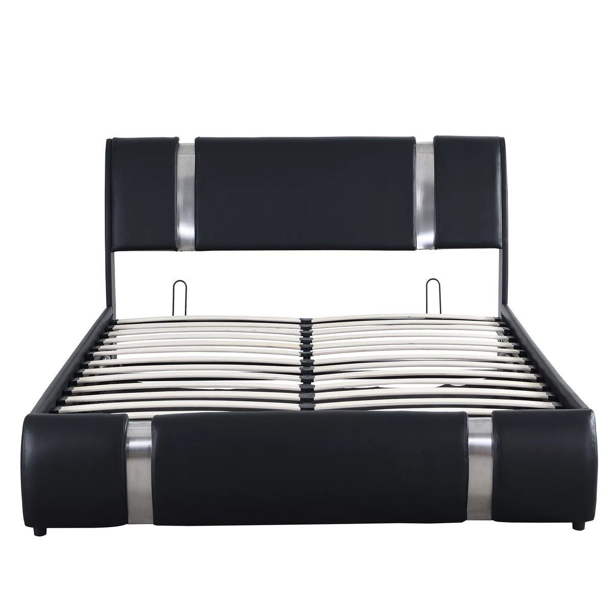 Queen Size Lift Up Storage Bed PU Upholstered Platform Bed with Headboard Black N518