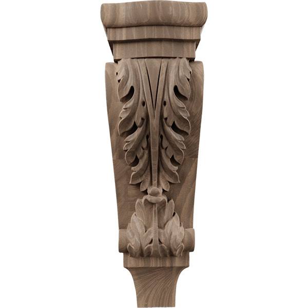 5 1/8 inchw x 3 3/8 inchd x 15 1/2 inchh Medium Acanthus Wood Corbel, Walnut S73589
