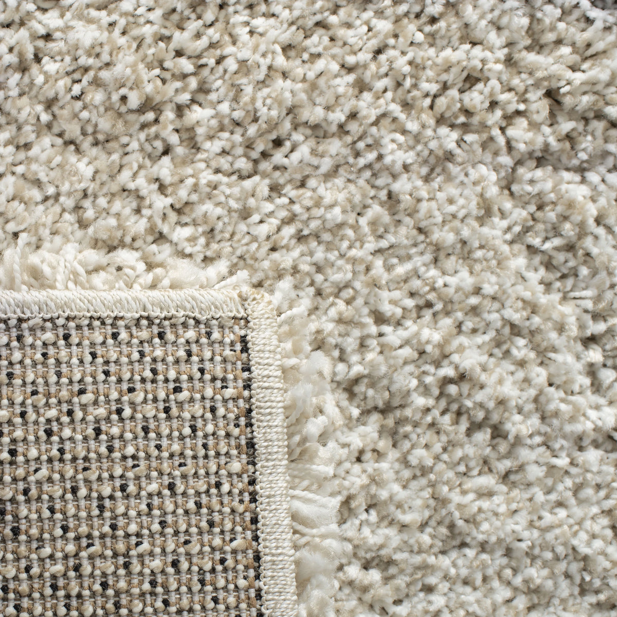 Ivory Grey Geometric Shag Area Rug 11' x 15' U601002