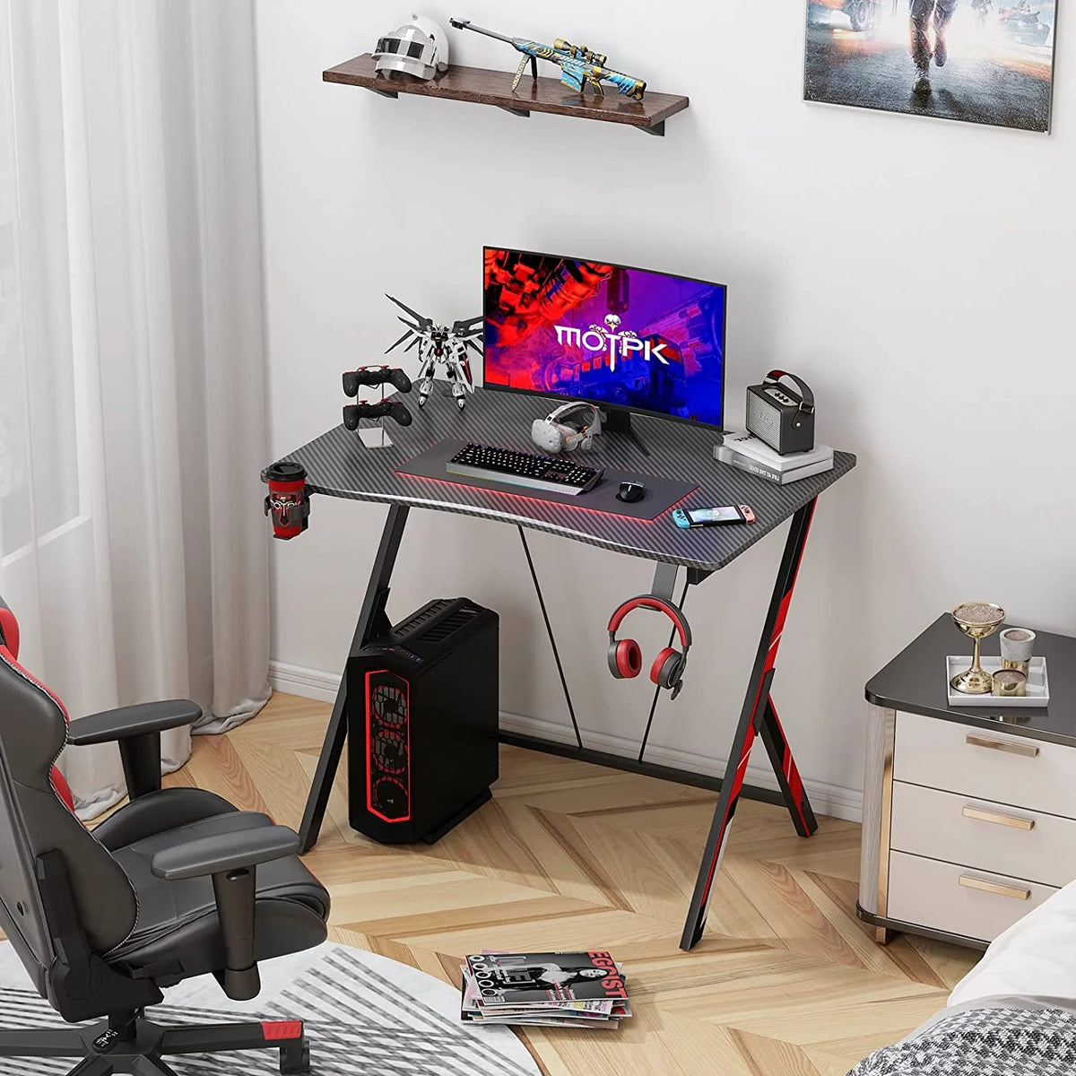 31 inch Gaming Desk with Carbon Fiber Surface S822