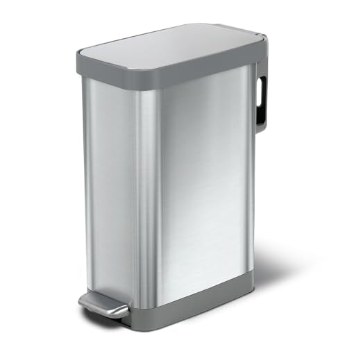 45 Liter Stainless Steel Slim Trash Can with Soft Close Lid R49077