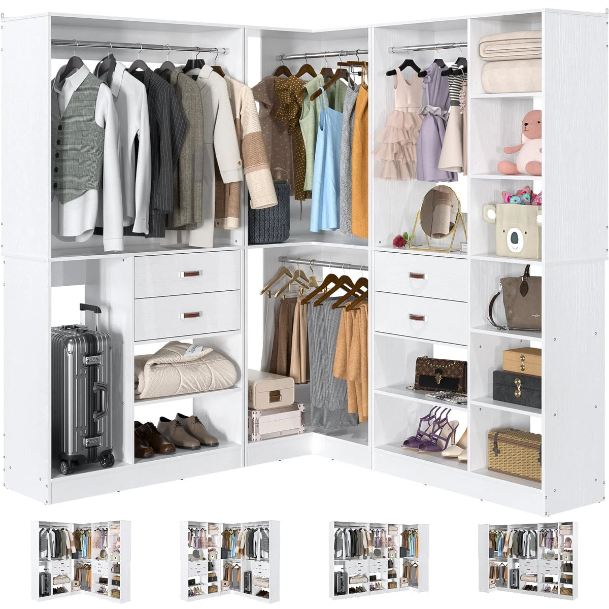 White Freestanding Closet System with Hanging Rod Q72379
