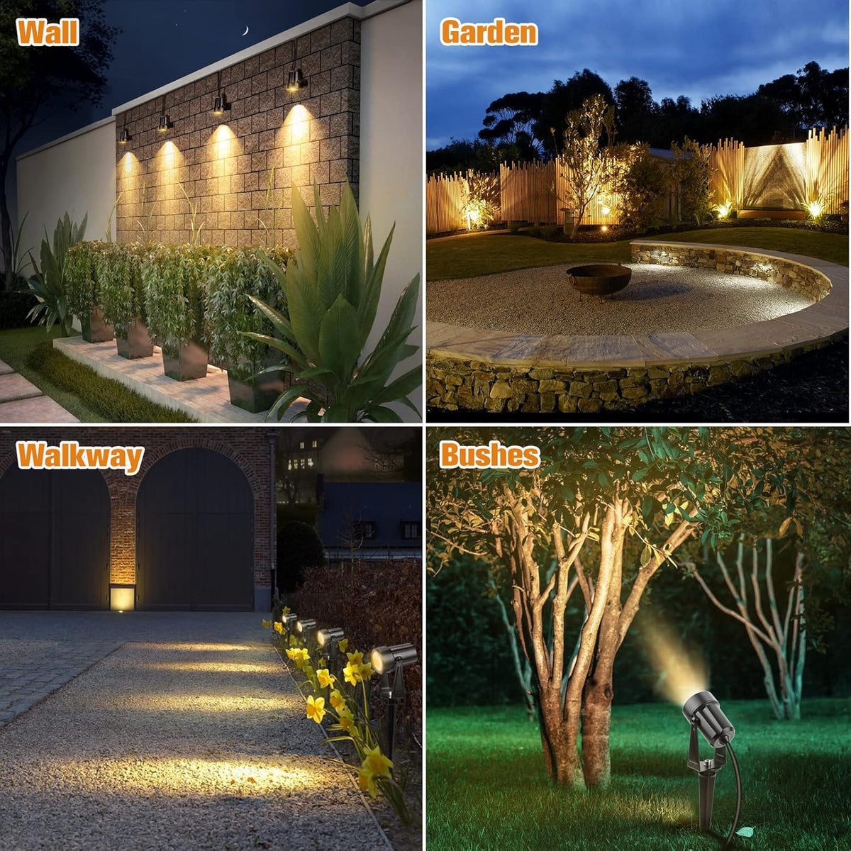 Warm White 12W Waterproof LED Landscape Lights 4 Packs I482705