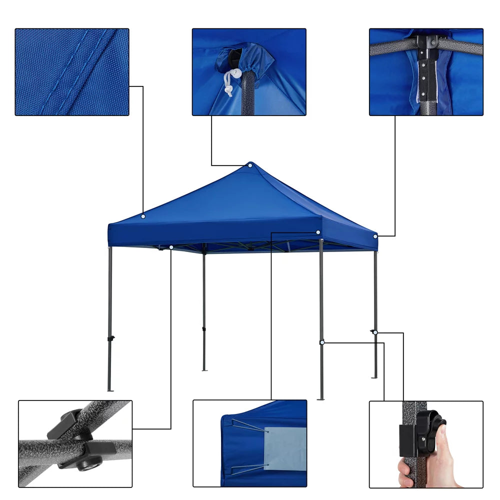 Adjustable 10' x 10' Pop-up Canopy with Wheeled Carry Bag, Blue S829750