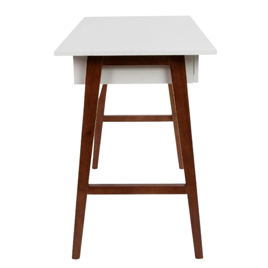 White and Walnut Computer Desk With Drawer L128754