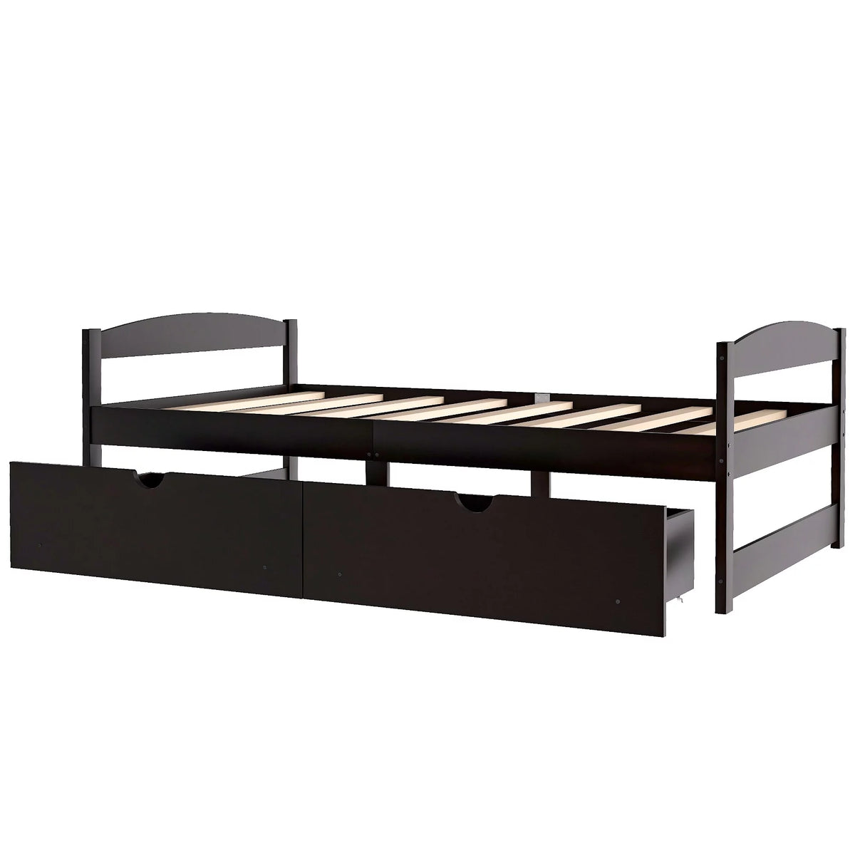Twin Size Pine Wood Platform Bed with 2 Drawers X280444