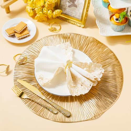 100 Set Gold 15 Inch Round Placemats and Napkin Rings L522
