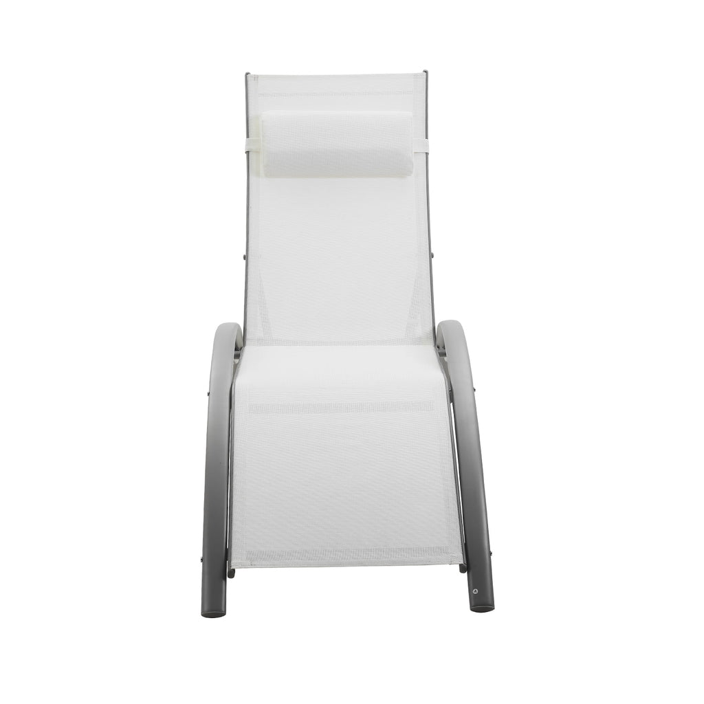 Set of 2 White Adjustable Patio Lounge Chairs S4666