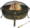 34-Inch Wood-Burning Fire Pit with Spark Screen, Poker, and Grate V397