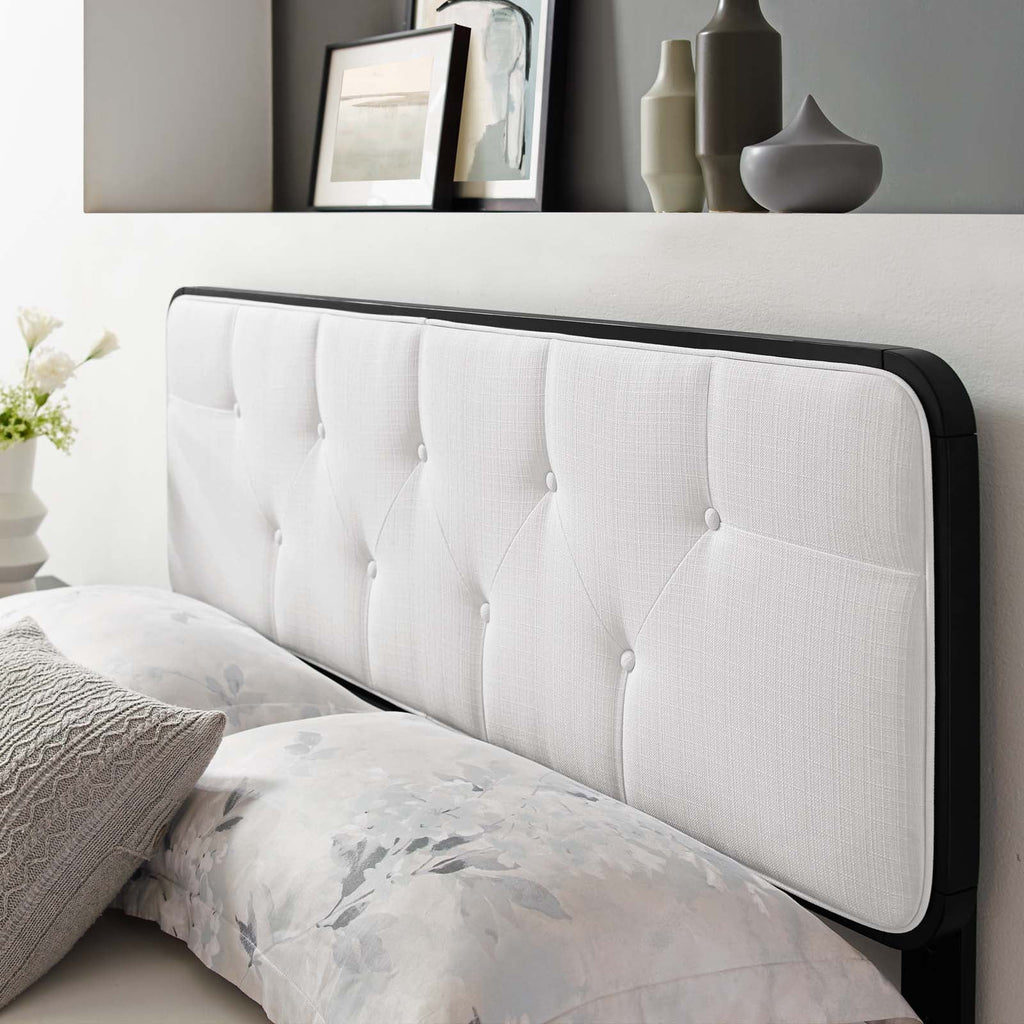 Tufted Twin Fabric and Wood Headboard Y577903