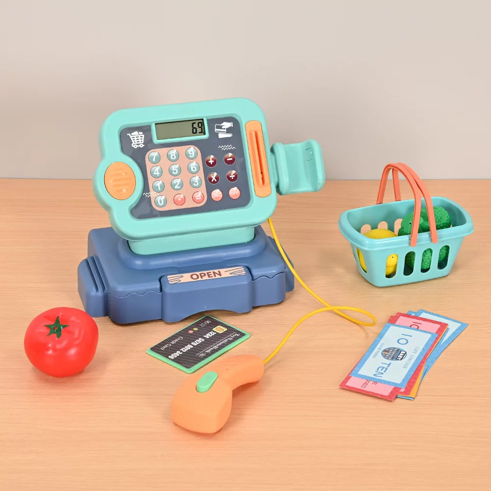 Pretend Play Calculator Cash Register with Scanner, Microphone, Play Food G76591