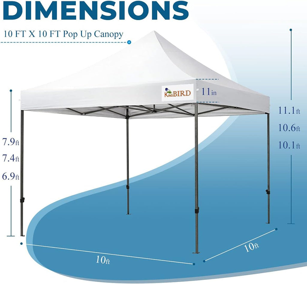 10'x10' Heavy Duty Pop Up Canopy Tent with Roller Bag - White P5033