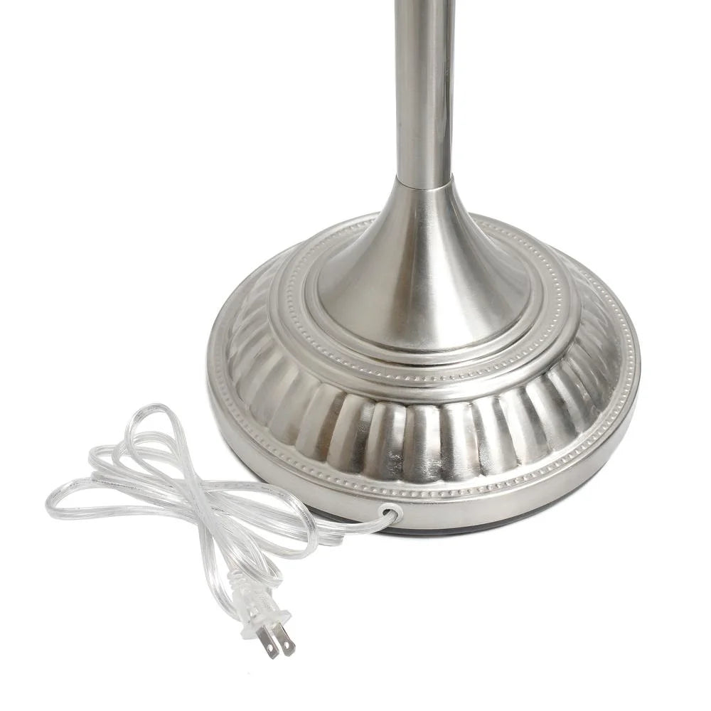 1 Light Brushed Nickel Torchiere Floor Lamp with White Glass Shade L868