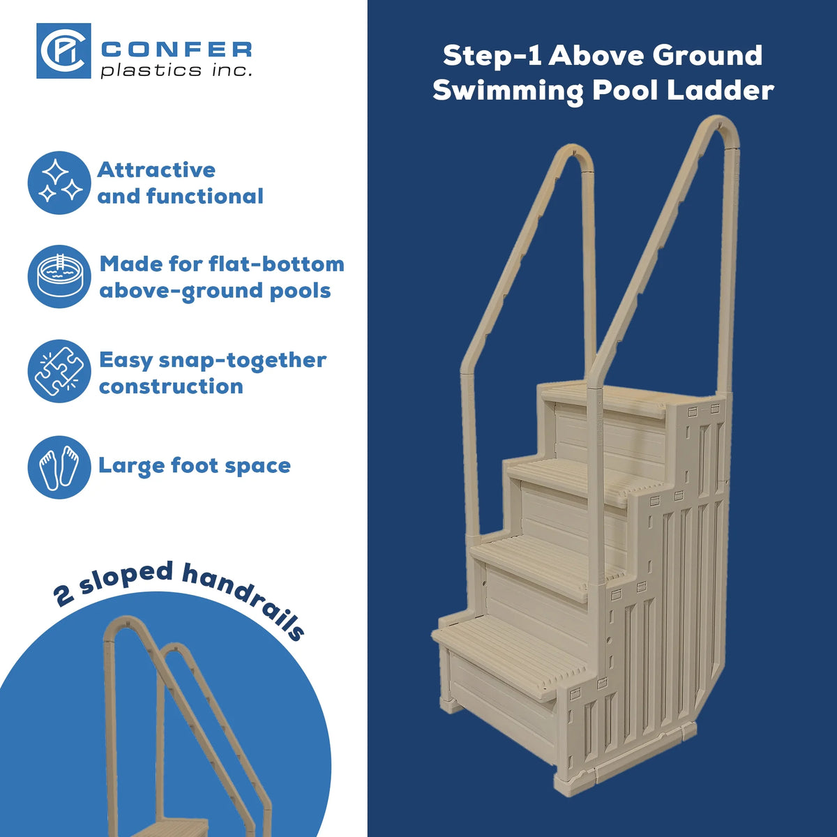 Above Ground Swimming Pool Ladder 4 Stair Step System Warm Gray M91737
