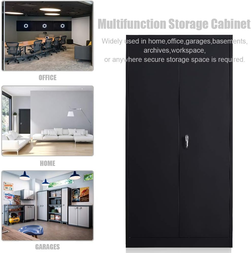 Metal Storage Cabinet with 2 Doors and 5 Shelves W217