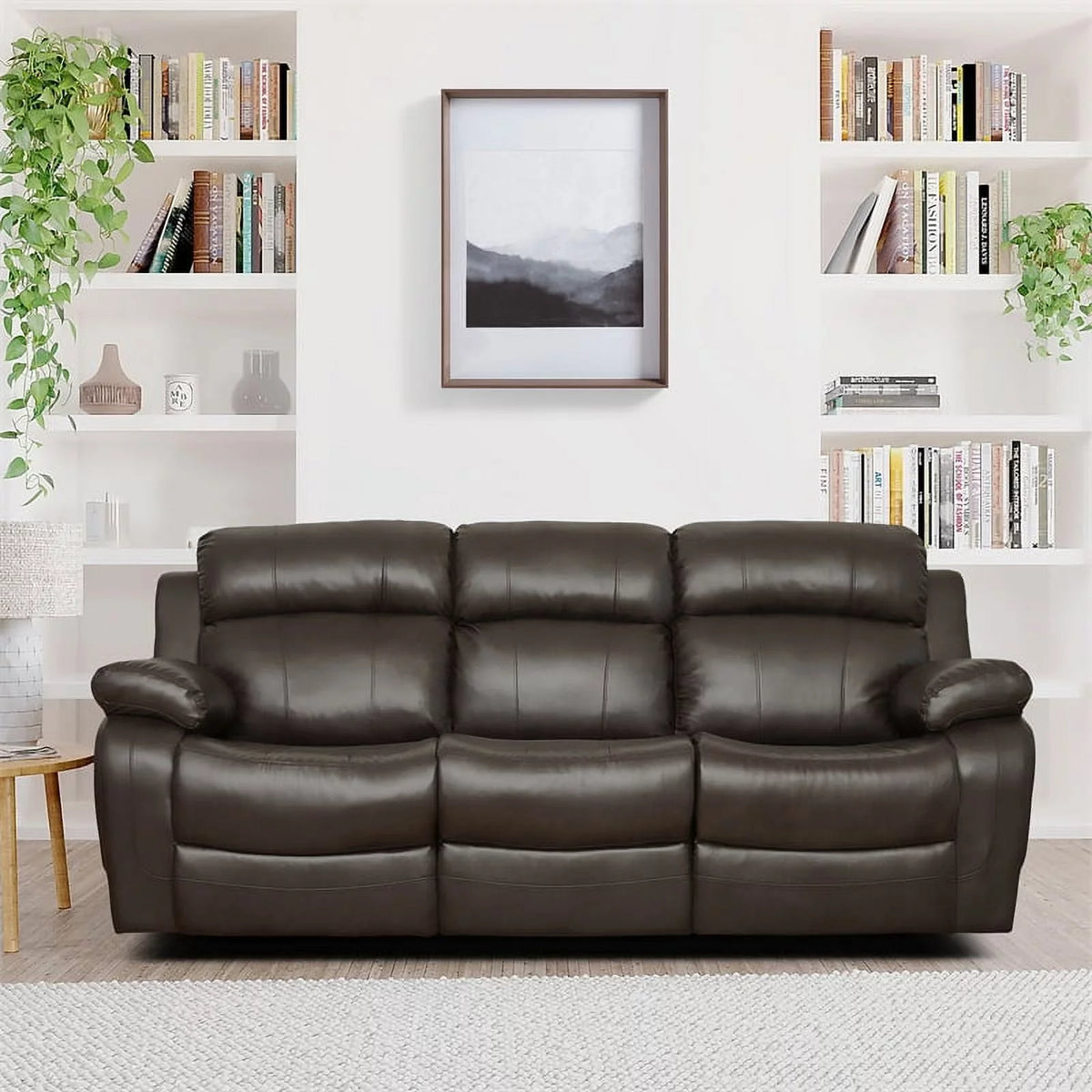 Brown Double Reclining Sofa with Cup Holders P656889