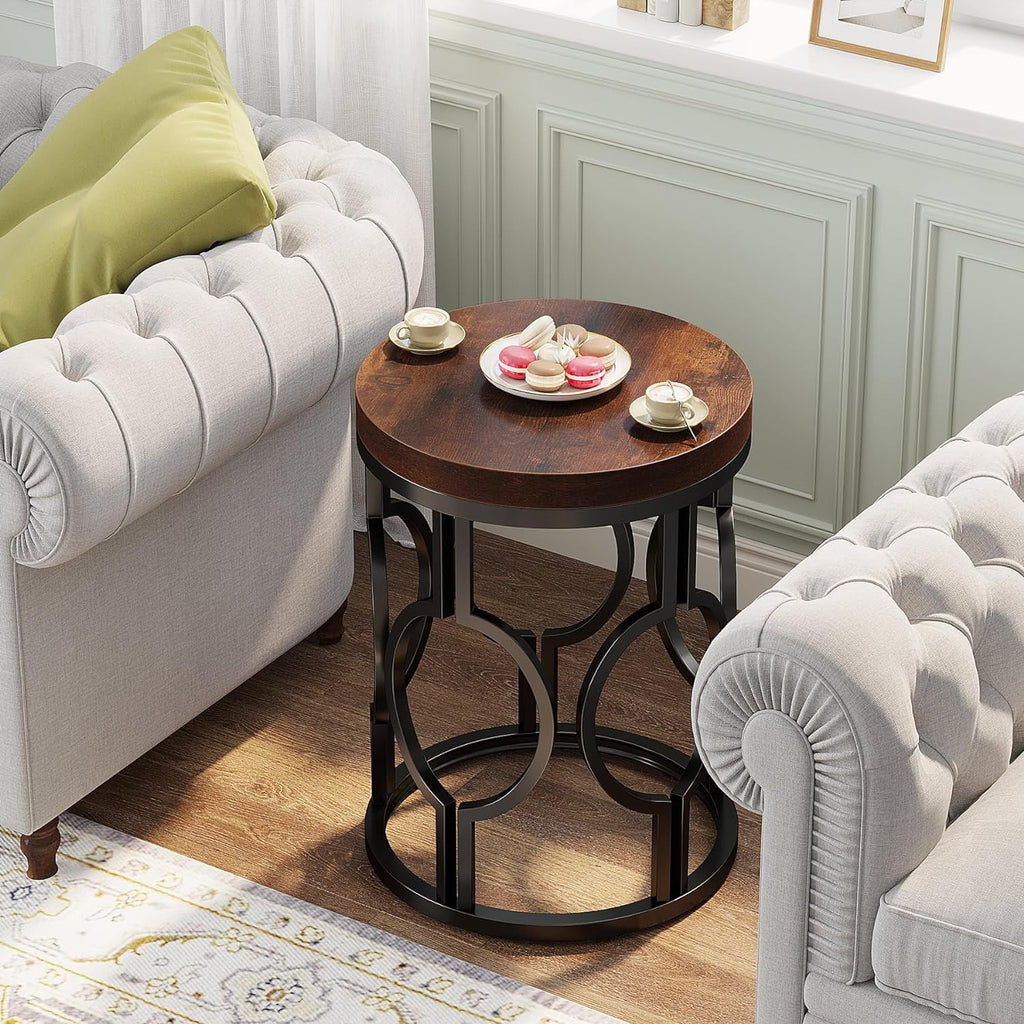 Round End Table with Metal Frame K6623