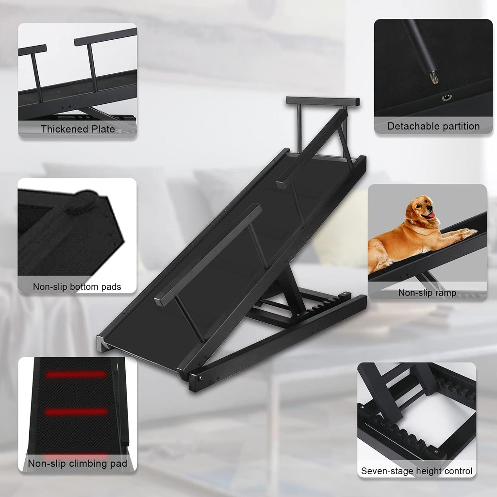 Adjustable Foldable Non-Slip Pet Ramp with Side Rails W838