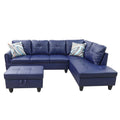 Navy Blue Faux Leather Sectional S550
