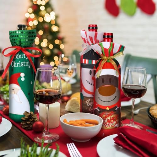 12 Pieces Christmas Wine Bottle Bags U94430