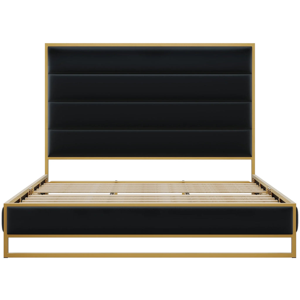 King Size Off-white Velvet Upholstered Platform Bed I451076