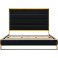 King Size Off-white Velvet Upholstered Platform Bed I451076