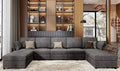 Dark Grey 9 Seat Modular Sectional Sofa with Ottomans U5372