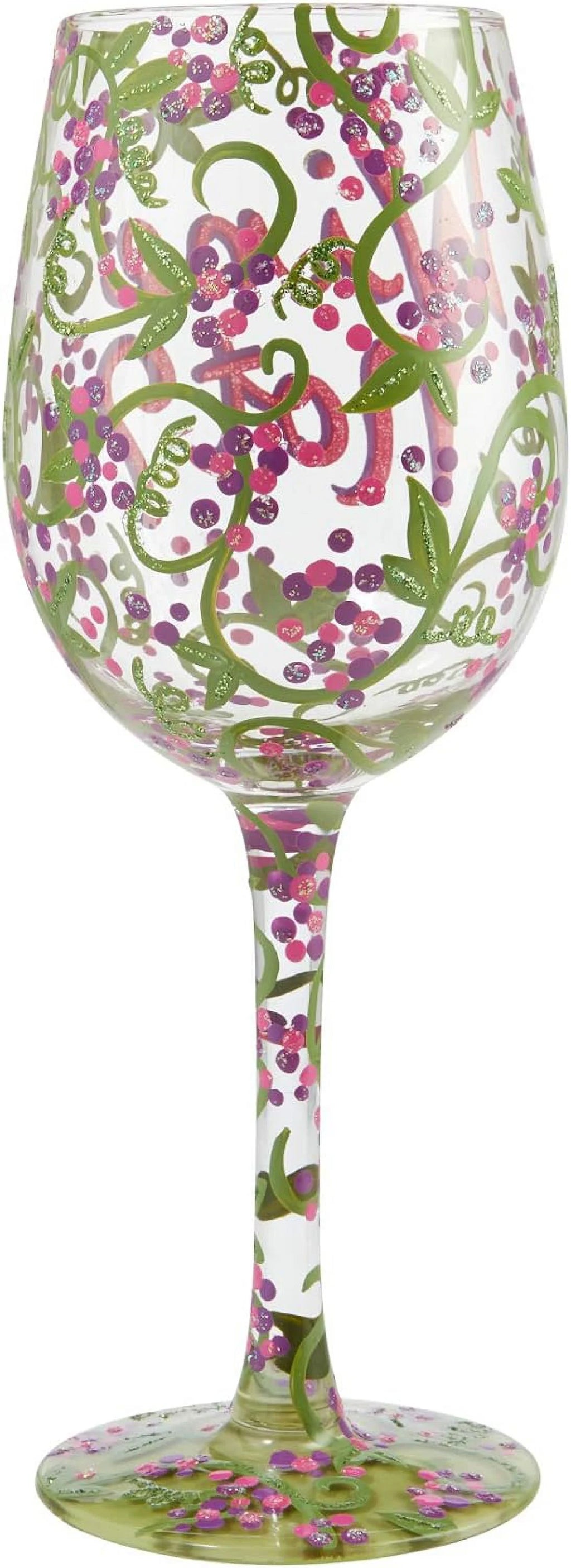 Hand-Painted Artisan Wine Glass, 1 Count, Multicolor P1841