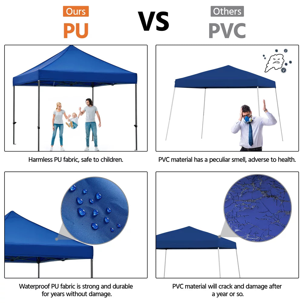 Adjustable 10' x 10' Pop-up Canopy with Wheeled Carry Bag, Blue S829750
