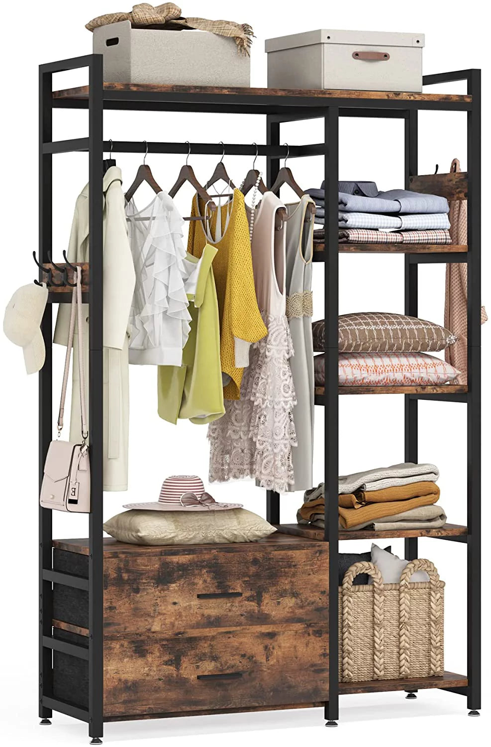 Freestanding Closet Organizer with Drawers and Shelves A610