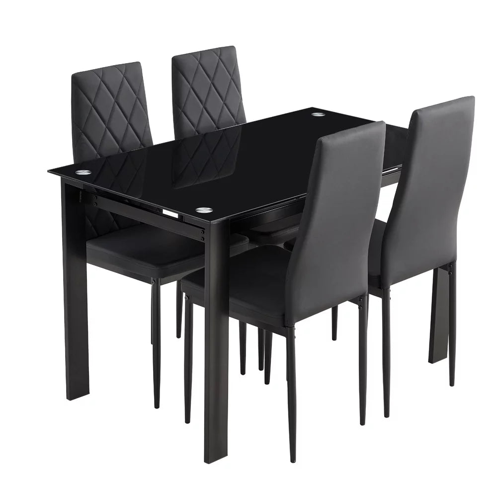 Black 5 Piece Dining Table Set for 4 T8722