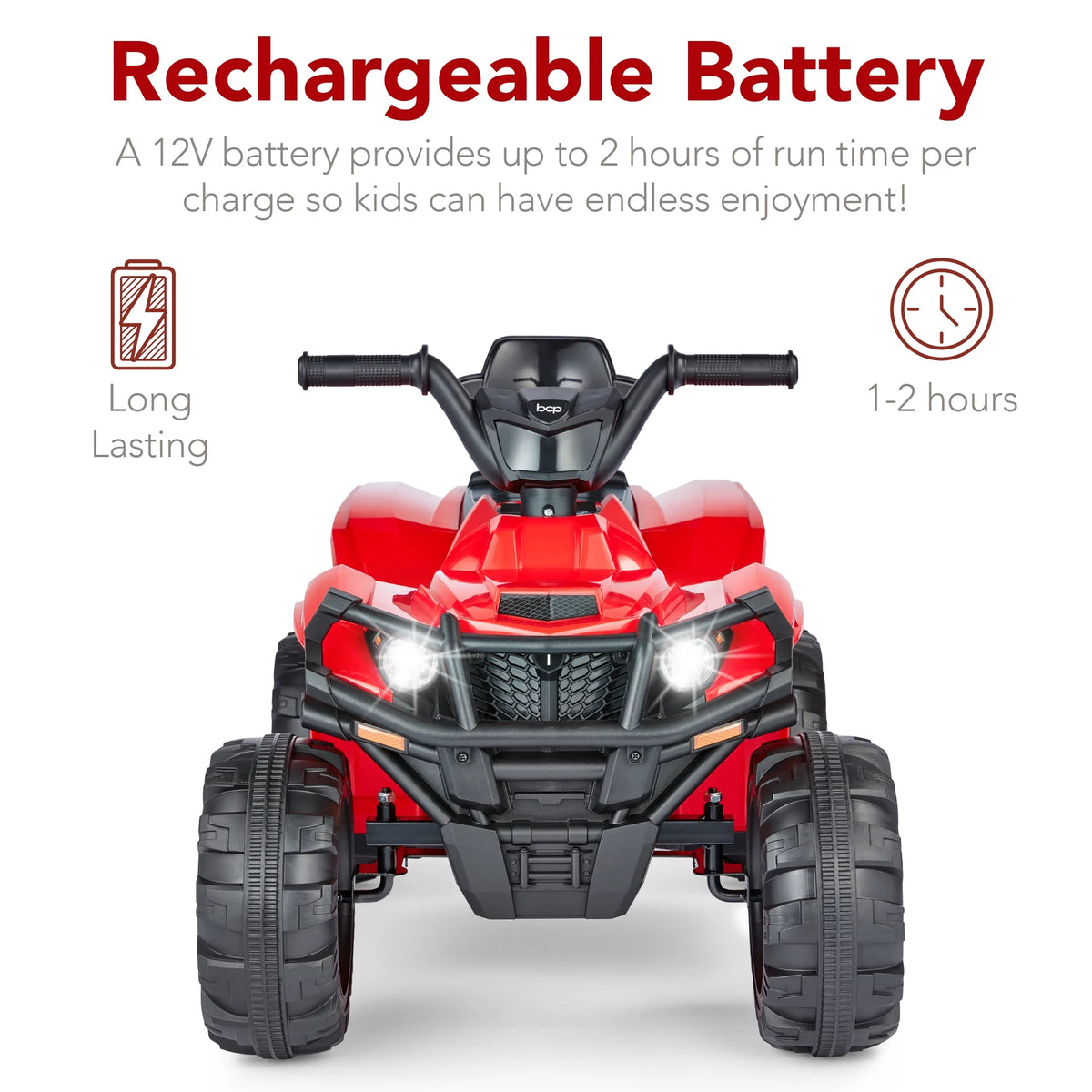 12V Kids Ride-On ATV Quad with LED Lights, Black V6313