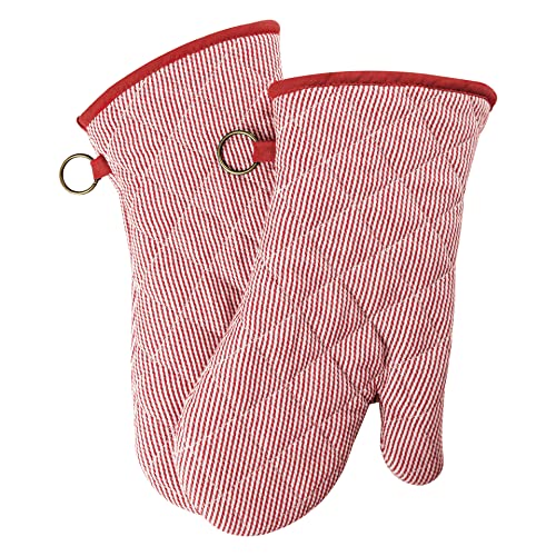 1 Pair 100% Cotton Heat Resistant Oven Mitts F560
