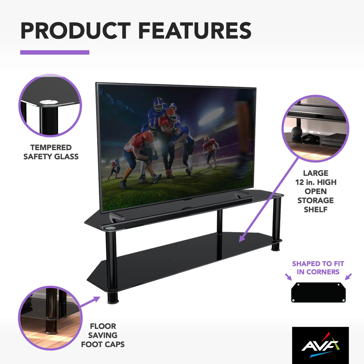 Black Glass TV Stand J4489