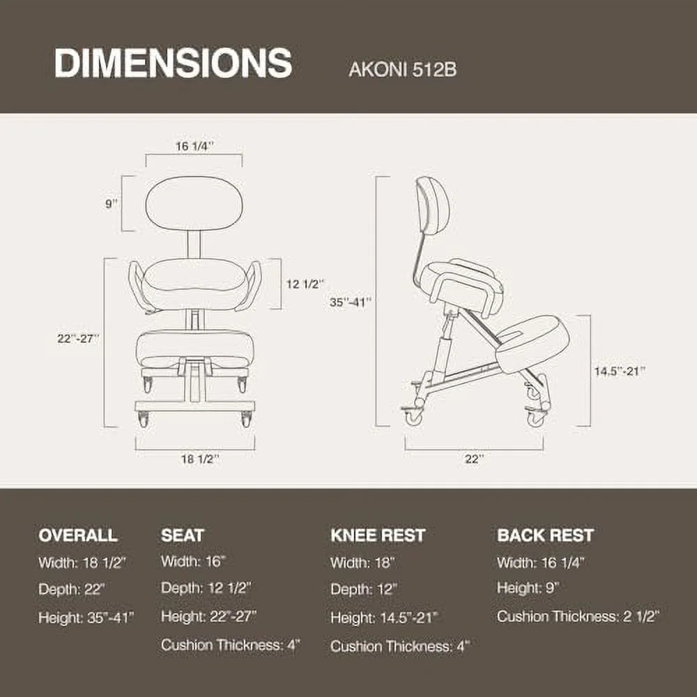 Adjustable Kneeling Chair with Backrest Black M6672