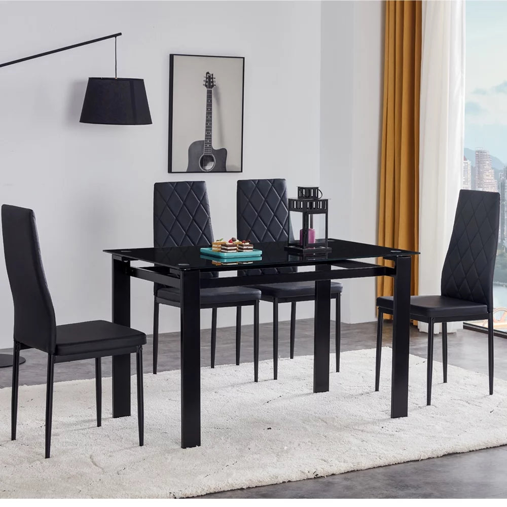 Black 5 Piece Dining Table Set for 4 T8722
