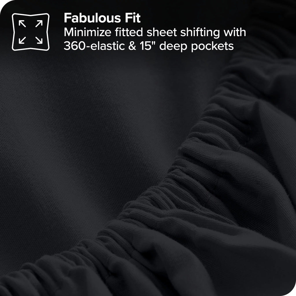 7-Piece Bed-in-a-Bag Full XL Black Sheet Set K58732