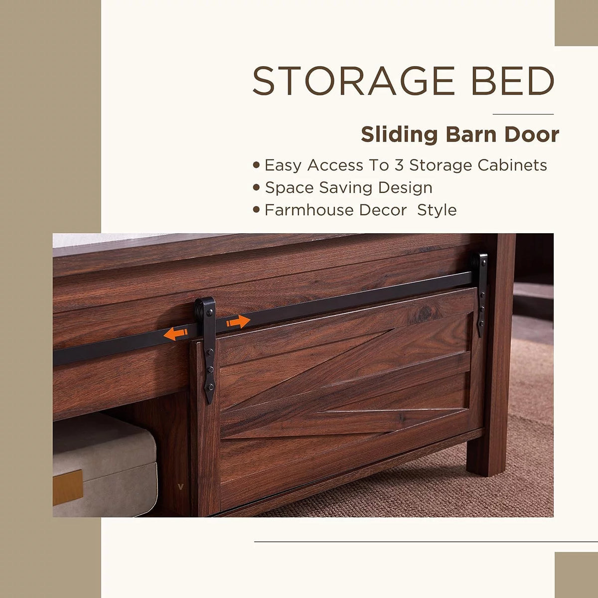 King Bed Frame with Headboard and Storage Cabinets, White P997748