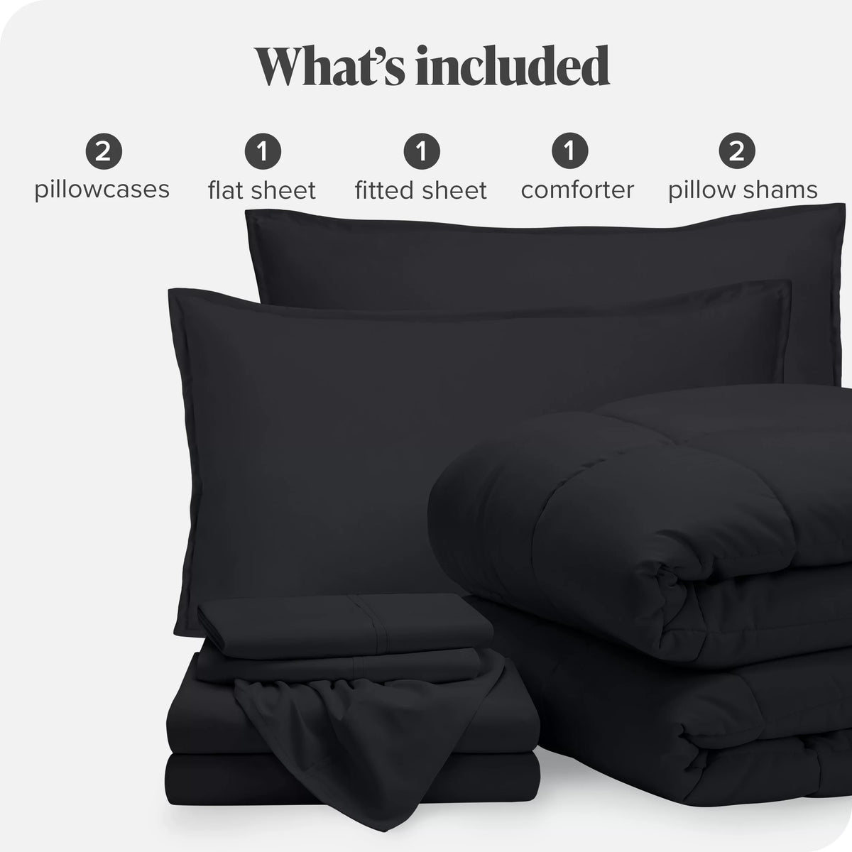 7-Piece Bed-in-a-Bag Full XL Black Sheet Set K58732